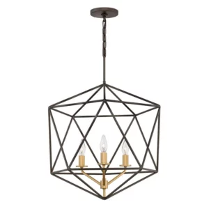 chic astrid 3 light pendant chandelier - matte bronze and deluxe gold - Stillorgan Decor