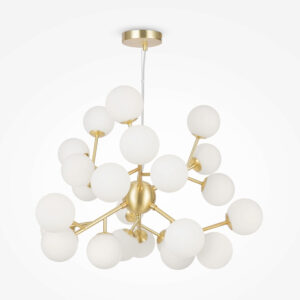 modern 24 light dallas ceiling pendant gold with matte white globes - Stillorgan Decor