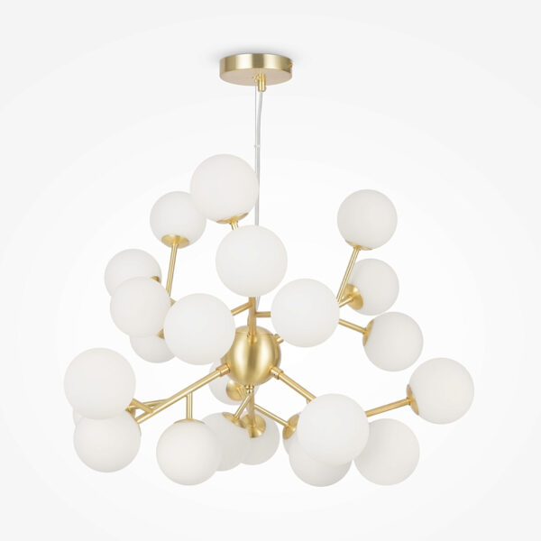 modern 24 light dallas ceiling pendant gold with matte white globes - Stillorgan Decor