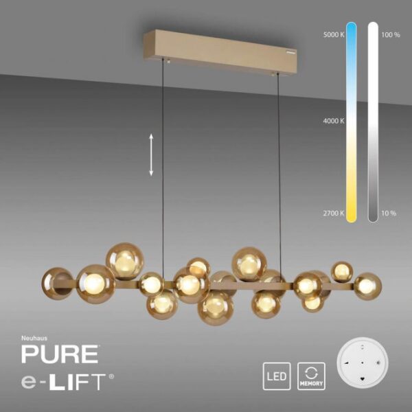 ultra modern remote controlled height adjustable ceiling pendant bronze with amber tinted globes - Stillorgan Decor