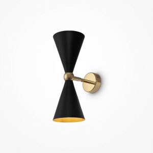 modern 2 light vesper wall light black and gold - Stillorgan Decor
