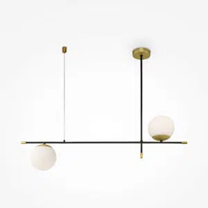 modern 2 globe nostalgia ceiling bar pendant light in black and gold - Stillorgan Decor