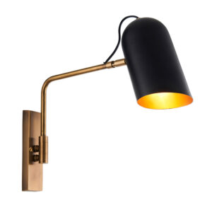 striking swing arm wall light antique brass and matt black - Stillorgan Decor