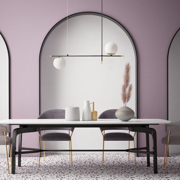 modern 2 globe nostalgia ceiling bar pendant light in black and gold - Stillorgan Decor