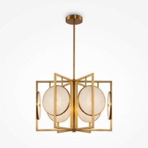 modern 6 light marmo pendant ceiling light in gold with natural stone plates - Stillorgan Decor