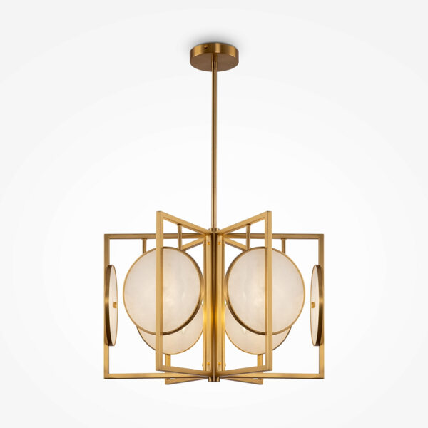 modern 6 light marmo pendant ceiling light in gold with natural stone plates - Stillorgan Decor