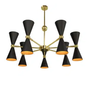 modern 14 light vesper ceiling pendant light black and gold - Stillorgan Decor