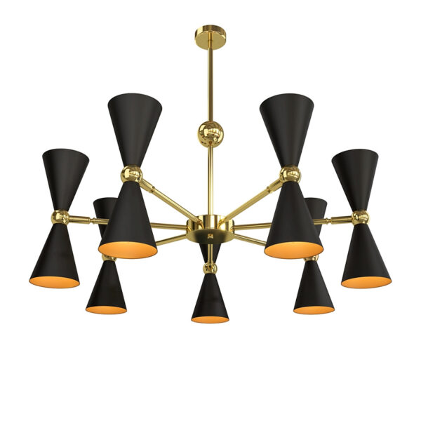 modern 14 light vesper ceiling pendant light black and gold - Stillorgan Decor