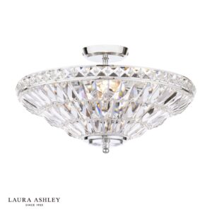 laura ashley vienna 3 light semi flush ceiling light polished chrome and crystal - Stillorgan Decor