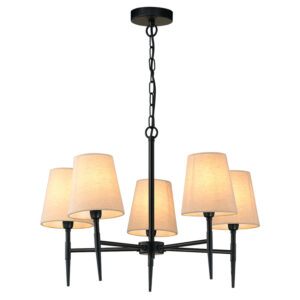 graceful 5 arm shaded ceiling light in matt black - Stillorgan Decor