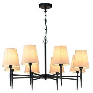 graceful 8 arm shaded ceiling light in matt black - Stillorgan Decor