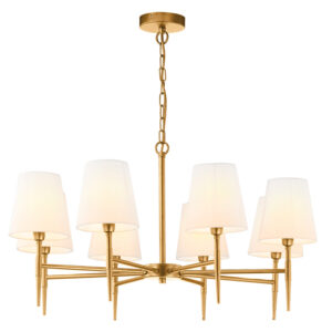 graceful 8 arm shaded ceiling light in matt brass - Stillorgan Decor