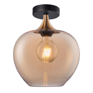 stylish semi flush amber glass ceiling light - Stillorgan Decor