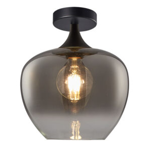 stylish semi flush smoked glass ceiling light - Stillorgan Decor