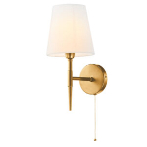 graceful single arm shaded wall light in matt brass - Stillorgan Decor