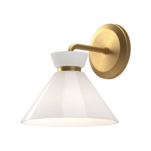 timeless halston 1 light wall light in brushed gold with gloss opal shade - Stillorgan Decor