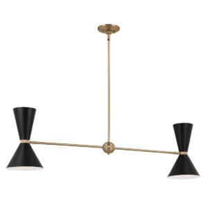 contemporary phix 4 light linear ceiling pendant light black and champagne bronze - Stillorgan Decor