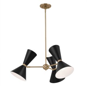 contemporary phix 6 light 3 arm up and down chandelier in champagne bronze and black - Stillorgan Decor