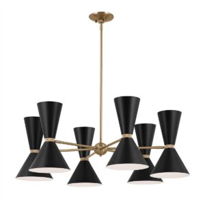 contemporary phix 12 light 6 arm up and down chandelier in champagne bronze and black - Stillorgan Decor