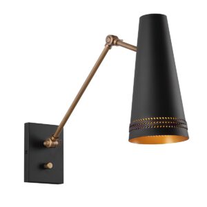 elegant brickell 1lt adjustable wall light matt black - Stillorgan Decor