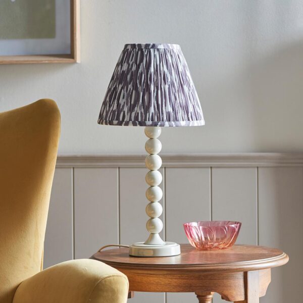 playful stacked spheres table lamp in gloss almond white with grey mix shade - Stillorgan Decor