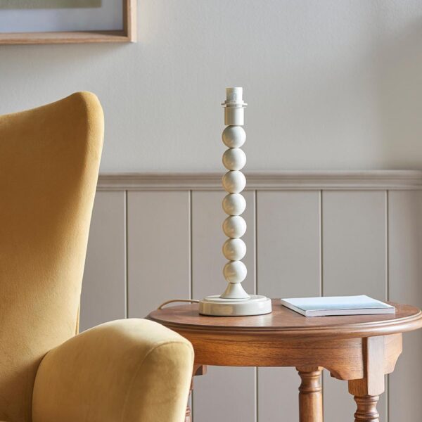 playful stacked spheres table lamp in gloss almond white with grey mix shade - Stillorgan Decor