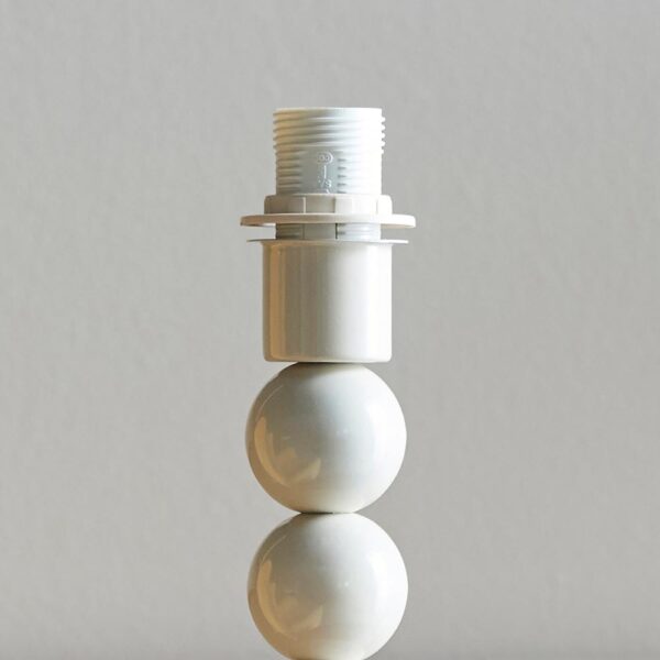 playful stacked spheres table lamp in gloss almond white with grey mix shade - Stillorgan Decor