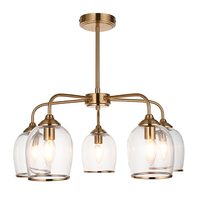 elegant arched arm 5 light semi flush ceiling light in warm brass 1 elegant arched arm 5 light semi flush ceiling light in warm brass - Stillorgan Decor