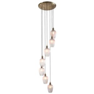 luxurious antique brass and ribbed glass 7 light cascade ceiling pendant - Stillorgan Decor