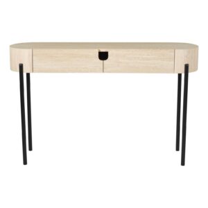 ioana console table travertine effect and matt black - Stillorgan Decor