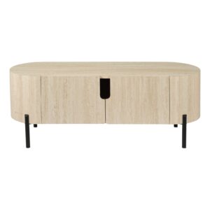 ioana low side console cabinet travertine effect and matt black - Stillorgan Decor