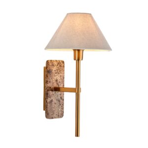 luxury shaded brass wall light with brown marble backplate - Stillorgan Decor