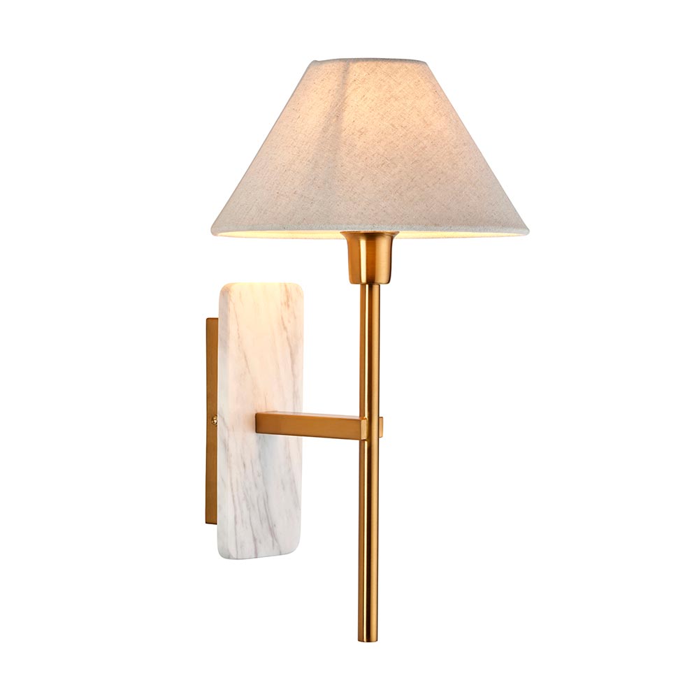 luxury shaded brass wall light with white marble backplate 1 luxury shaded brass wall light with white marble backplate - Stillorgan Decor