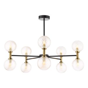 modern 10 light twisted amber glass semi flush ceiling light - Stillorgan Decor