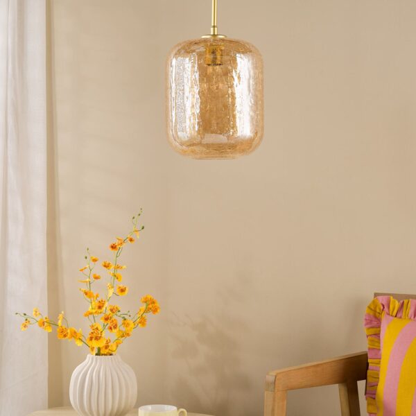 timeless pendant light in pale gold with champagne crackle glass - Stillorgan Decor