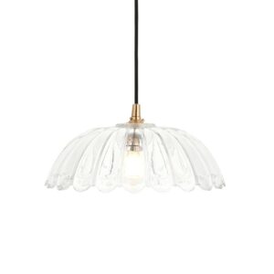 classic french style delicate scalloped glass pendant with brass and parchment cable (Copy) - Stillorgan Decor