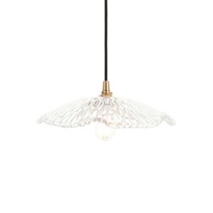 classic french style rippled glass pendant with brass and black cable - Stillorgan Decor