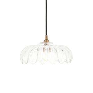 classic french style scalloped glass pendant with brass and black cable - Stillorgan Decor
