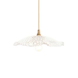 classic french style rippled glass pendant with brass and parchment cable - Stillorgan Decor