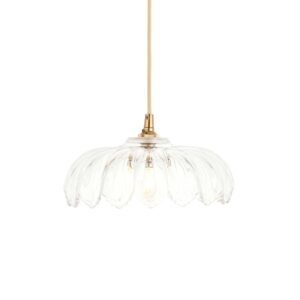 classic french style scalloped glass pendant with brass and parchment cable - Stillorgan Decor