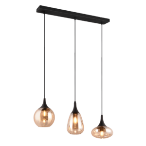 modern shaped amber glass pendant light in matt black - Stillorgan Decor