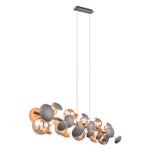 modern 10 light linear bubble ceiling pendant light with amber glass - Stillorgan Decor