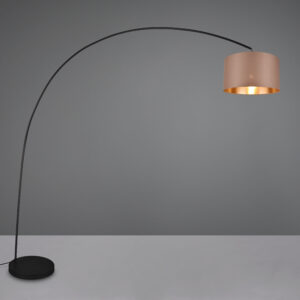 moderní klenutá matná černá stojací lampa s taupe stínidlem - Stillorgan Decor