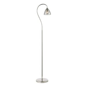 elegantní stojací lampa z leštěného chromu a žebrovaného kouřového skla - Stillorgan Decor