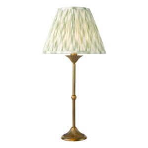 rich antique bronze table lamp with green cotton mix shade - Stillorgan Decor