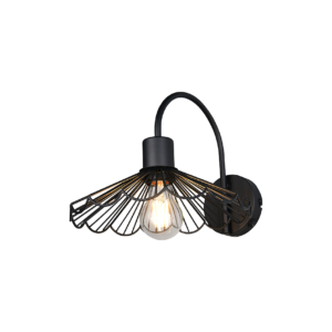 sleek layered scalloped dome black metal wall light - Stillorgan Decor