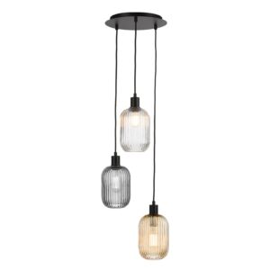 versatile 3 light cluster pendant matt black with coloured shades - Stillorgan Decor