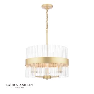laura ashley alexa 3 light pendant glass and matt antique brass - Stillorgan Decor