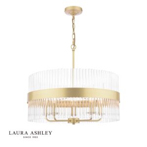 laura ashley alexa 5 light pendant glass and matt antique brass - Stillorgan Decor