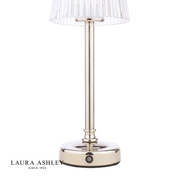laura ashley callaghan rechargeable table lamp polished nickel and ribbed glass led - Stillorgan Decor